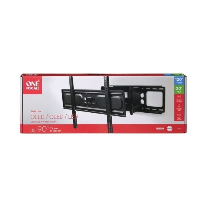 ONE FOR ALL WM4661 Support mural inclinable et orientable pour écran de 81 a 229 cm (32 a 90) - Poids max : 60kg ONE FOR ALL WM4661 Support mural inclinable et orientable pour écran de 81 a 229 cm (32 a 90) - Poids max : 60kg