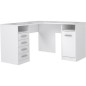 TOLEDE Bureau d'angle 1 porte 4 tiroirs - Décor papier blanc - L 125 x P 125 x H 75 cm TOLEDE Bureau d'angle 1 porte 4 tiroirs - Décor papier blanc - L 125 x P 125 x H 75 cm