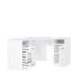TOLEDE Bureau d'angle 1 porte 4 tiroirs - Décor papier blanc - L 125 x P 125 x H 75 cm TOLEDE Bureau d'angle 1 porte 4 tiroirs - Décor papier blanc - L 125 x P 125 x H 75 cm