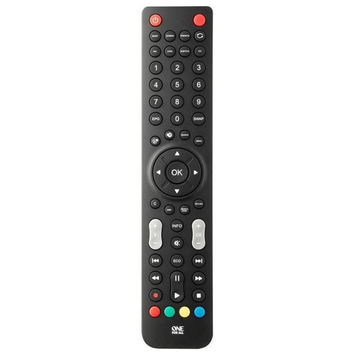 Télécommande universelle - ONE FOR ALL - URC1921 - Compatible avec TV Sharp - Design élégant - Couleur noire Télécommande universelle - ONE FOR ALL - URC1921 - Compatible avec TV Sharp - Design élégant - Couleur noire