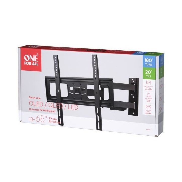 ONE FOR ALL WM2453 Support mural inclinable et orientable a 180° pour TV de 33 a 165cm (13-65) ONE FOR ALL WM2453 Support mural inclinable et orientable a 180° pour TV de 33 a 165cm (13-65)