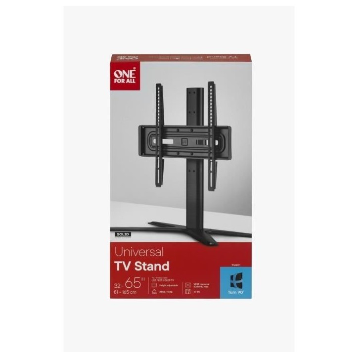 Pied TV - ONE FOR ALL - WM4471 - Inclinable 15° - Orientable 90° - Compatible 32-65 pouces Pied TV - ONE FOR ALL - WM4471 - Inclinable 15° - Orientable 90° - Compatible 32-65 pouces