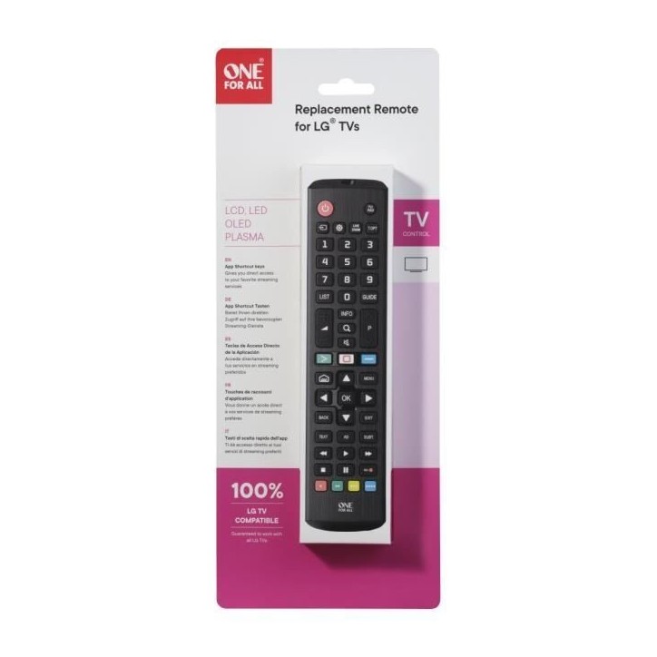 ONE FOR ALL URC4911 - Télécommande de remplacement pour TV LG