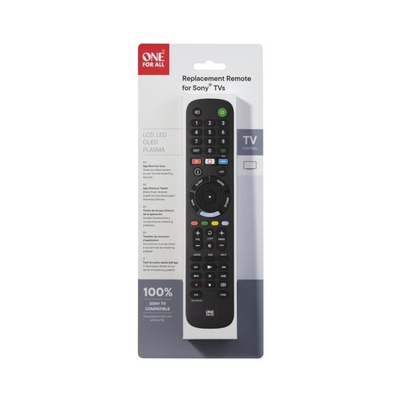 ONE FOR ALL URC4912 - Télécommande de remplacement pour TV Sony ONE FOR ALL URC4912 - Télécommande de remplacement pour TV Sony