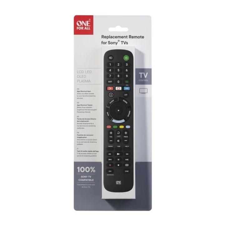 ONE FOR ALL URC4912 - Télécommande de remplacement pour TV Sony ONE FOR ALL URC4912 - Télécommande de remplacement pour TV Sony