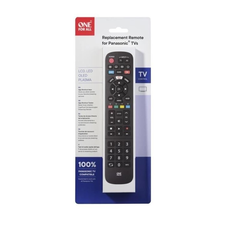 ONE FOR ALL URC4914 - Télécommande de remplacement pour TV Panasonic ONE FOR ALL URC4914 - Télécommande de remplacement pour TV Panasonic