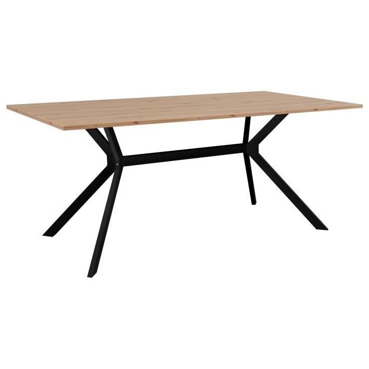 Table a manger ONEX - Chene artisan et noir - 180 x 90 x 75 cm - Jusqu'a 10 personnes