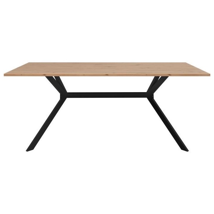 Table a manger ONEX - Chene artisan et noir - 180 x 90 x 75 cm - Jusqu'a 10 personnes
