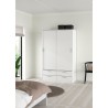Armoire - Blanc mat - 2 portes coulissantes - 4 tiroirs - L121,2 x P60