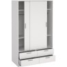 Armoire - Blanc mat - 2 portes coulissantes - 4 tiroirs - L121,2 x P60