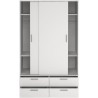 Armoire - Blanc mat - 2 portes coulissantes - 4 tiroirs - L121,2 x P60