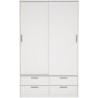 Armoire - Blanc mat - 2 portes coulissantes - 4 tiroirs - L121,2 x P60