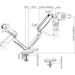 Bras articulés double - OPLITE - MT10 - Noir - Ergonomique - Réglabl