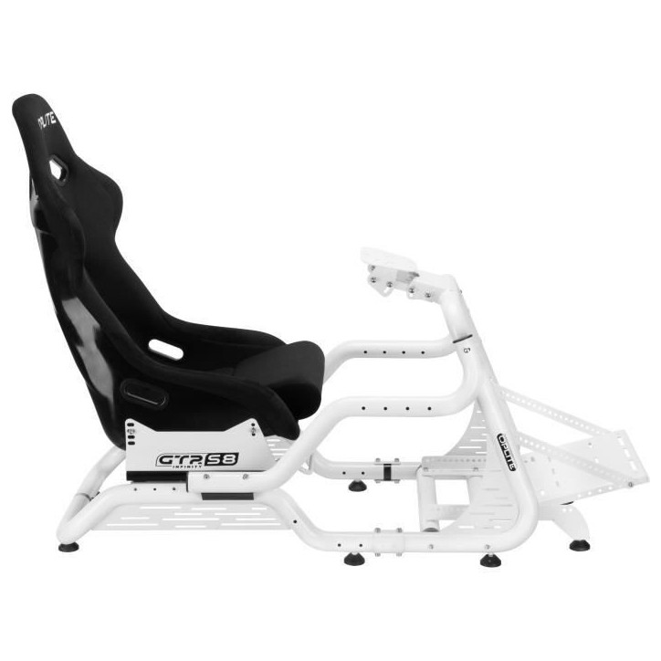 Cockpit de simulation - OPLITE - GTR S8 Infinity Force - Acier carbone - Blanc - Simracing haute performance