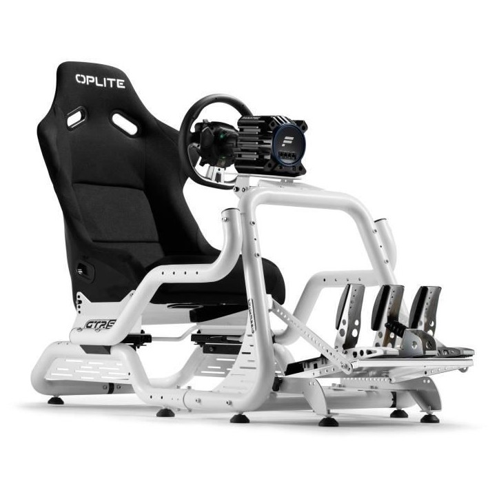 Cockpit de simulation - OPLITE - GTR S8 Infinity Force - Acier carbone - Blanc - Simracing haute performance