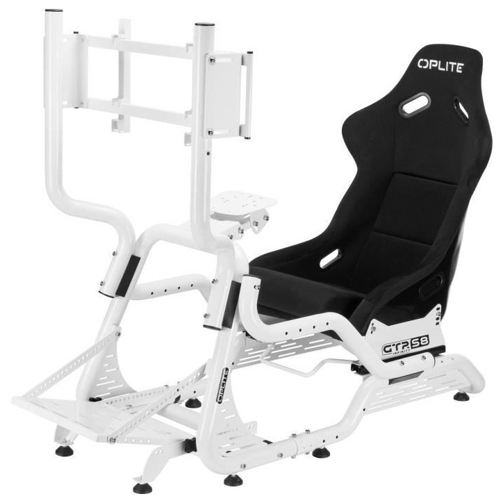 Cockpit de simulation - OPLITE - GTR S8 Infinity Force - Acier carbone - Blanc - Simracing haute performance