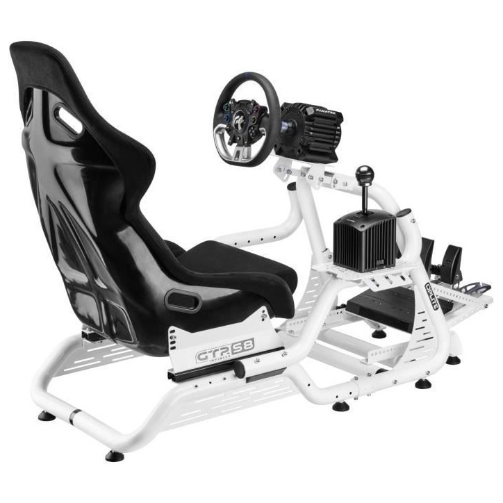 Support Simracing & Flightsim - OPLITE - Pour cockpit GTR S8 Full Force - Blanc - Compatible frein a main, boîte de vitesse, jo Support Simracing & Flightsim - OPLITE - Pour cockpit GTR S8 Full Force - Blanc - Compatible frein a main, boîte de vitesse, jo