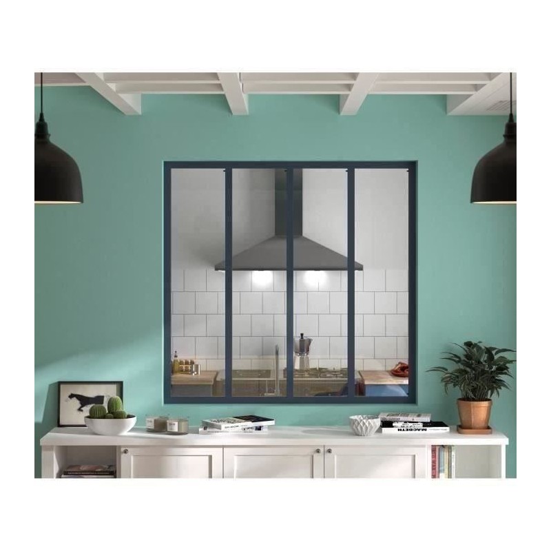 OPTIMUM Verriere 4 carreaux en verre trempé Gris - 108 x 119,6 cm OPTIMUM Verriere 4 carreaux en verre trempé Gris - 108 x 119,6 cm