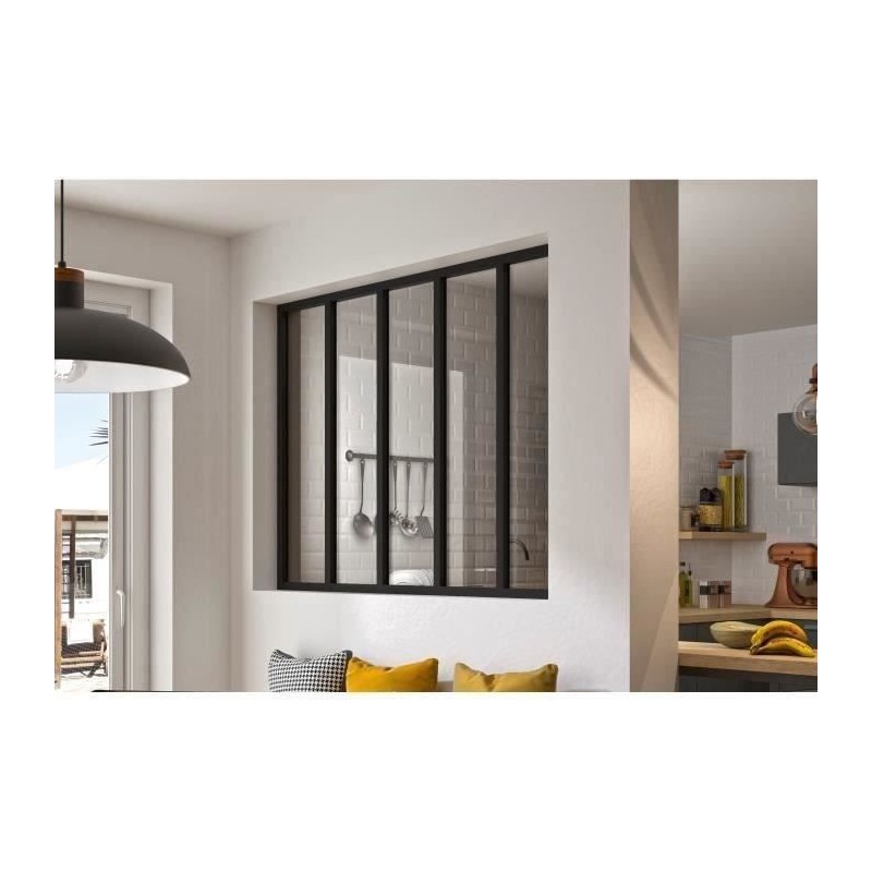 OPTIMUM Verriere 5 carreaux en verre trempé Noir - 108 x 148,7 cm