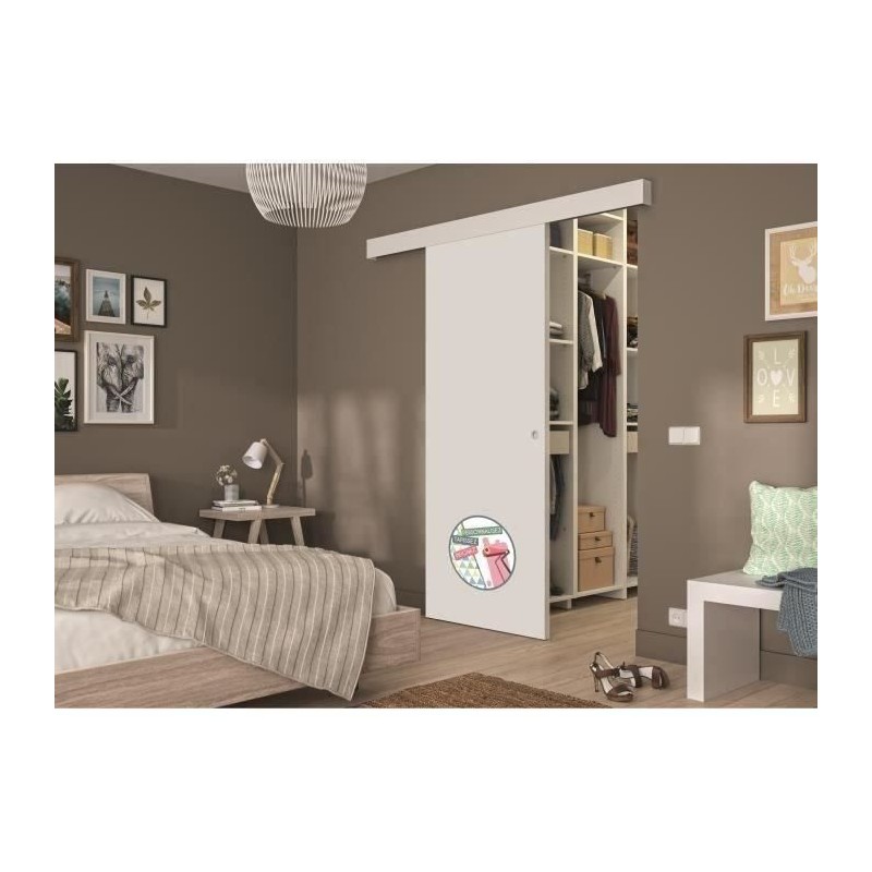 OPTIMUM - Kit porte coulissante + rail + bandeau pret a peindre - H.20 OPTIMUM - Kit porte coulissante + rail + bandeau pret a peindre - H.20