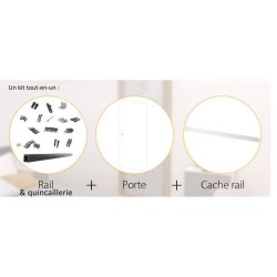 OPTIMUM - Kit porte coulissante + rail + bandeau pret a peindre - H.20