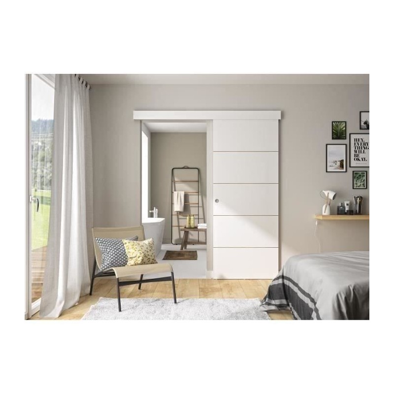 OPTIMUM - Kit porte coulissante + rail + bandeau Atelier - H.204xL.83x OPTIMUM - Kit porte coulissante + rail + bandeau Atelier - H.204xL.83x