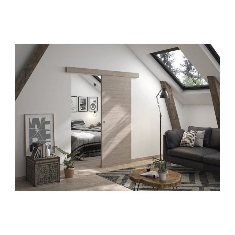 OPTIMUM - Kit porte coulissante + rail + bandeau Vérone - H.204xL.83x OPTIMUM - Kit porte coulissante + rail + bandeau Vérone - H.204xL.83x