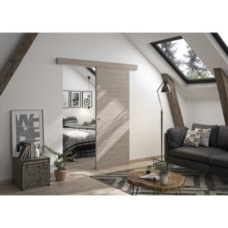 OPTIMUM - Kit porte coulissante + rail + bandeau Vérone - H.204xL.83x