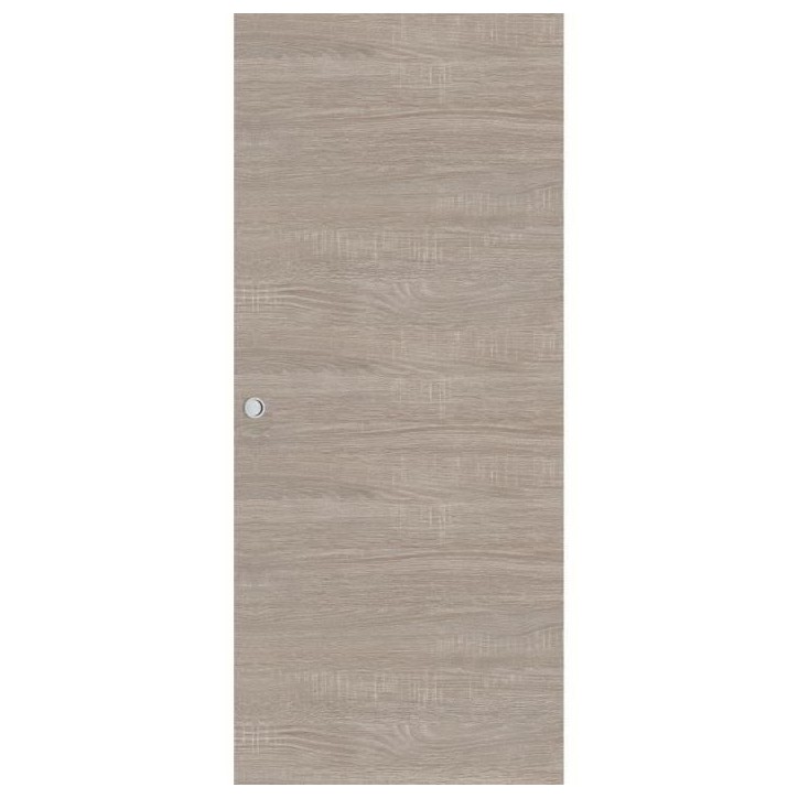 OPTIMUM - Kit porte coulissante + rail + bandeau Vérone - H.204xL.83xP.4 cm - Chene taupe