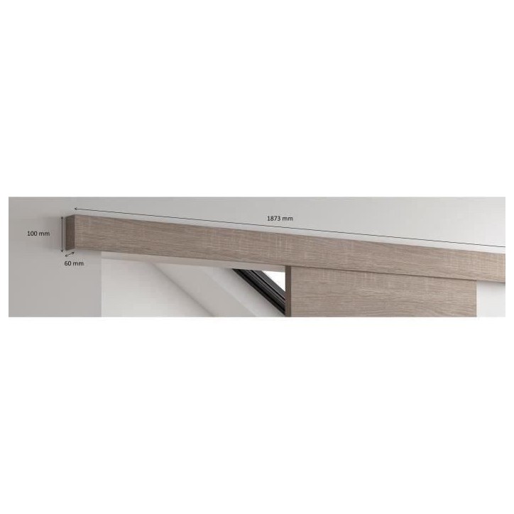 OPTIMUM - Kit porte coulissante + rail + bandeau Vérone - H.204xL.83xP.4 cm - Chene taupe