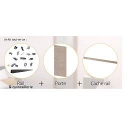 OPTIMUM - Kit porte coulissante + rail + bandeau Vérone - H.204xL.83x