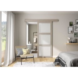 OPTIMUM - Kit porte coulissante 3 carreaux + rail + bandeau Vérone -