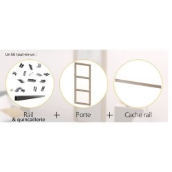 OPTIMUM - Kit porte coulissante 3 carreaux + rail + bandeau Vérone -