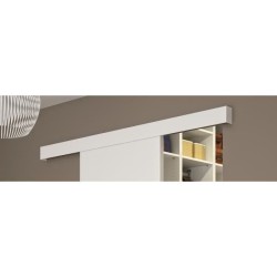 OPTIMUM - Kit porte coulissante blanc + rail + bandeau Blanc - H 204 x