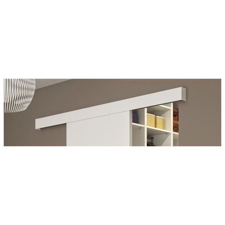 OPTIMUM - Kit porte coulissante blanc + rail + bandeau Blanc - H 204 x L 93 x P 4 cm OPTIMUM - Kit porte coulissante blanc + rail + bandeau Blanc - H 204 x L 93 x P 4 cm