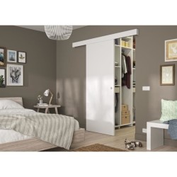 OPTIMUM - Kit porte coulissante blanc + rail + bandeau Blanc - H 204 x