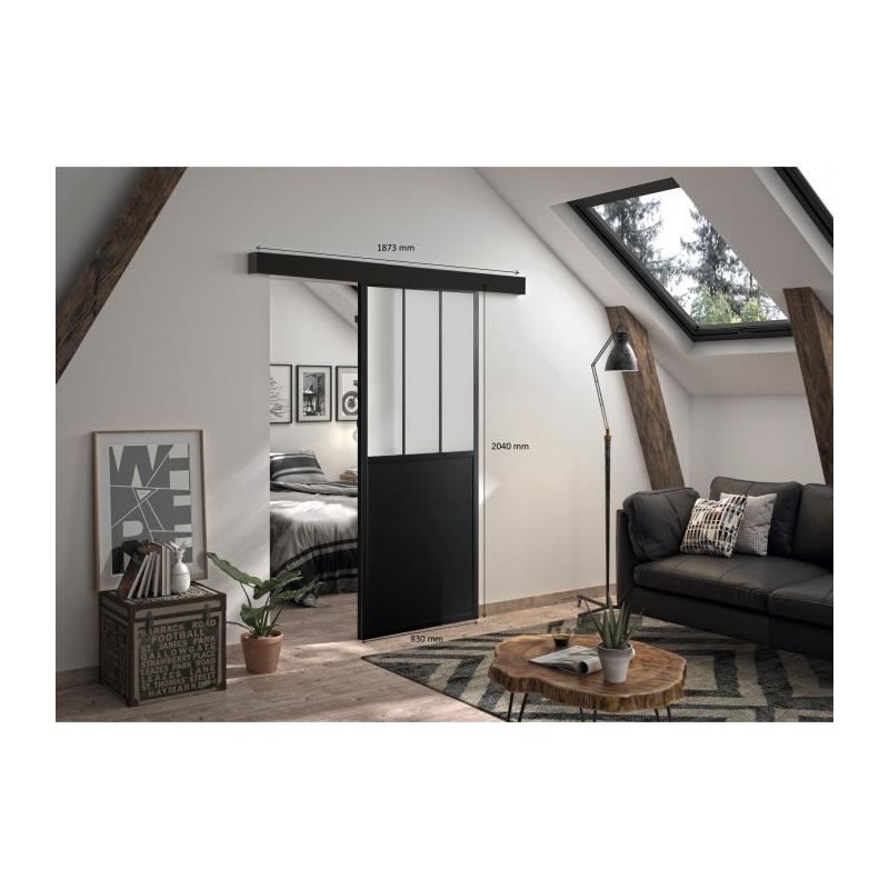 OPTIMUM Kit porte coulissante + rail Atelier - H204 x L83 x P4 cm - No OPTIMUM Kit porte coulissante + rail Atelier - H204 x L83 x P4 cm - No