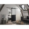 OPTIMUM Kit porte coulissante ATELIER noir + rail apparent - 204 x 83