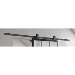 OPTIMUM Kit porte coulissante ATELIER noir + rail apparent - 204 x 83
