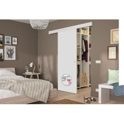 OPTIMUM Kit porte coulissante décor blanc - rail 2 amortisseurs + cac