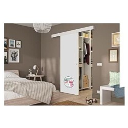 OPTIMUM Kit porte coulissante décor blanc - rail 2 amortisseurs + cac