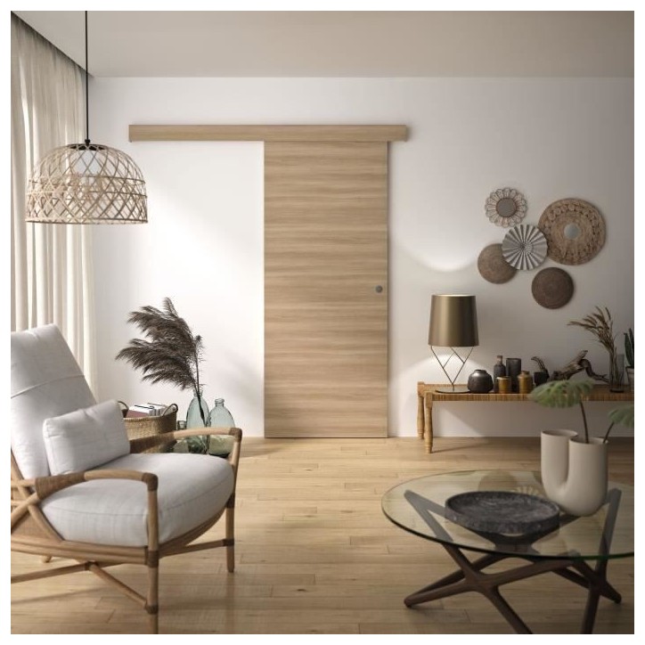 Kit Porte Coulissante - OPTIMUM - BARBADE2 - H 204 x 83 x 3,6 cm, MDF, Haute qualité, Installation facile Kit Porte Coulissante - OPTIMUM - BARBADE2 - H 204 x 83 x 3,6 cm, MDF, Haute qualité, Installation facile