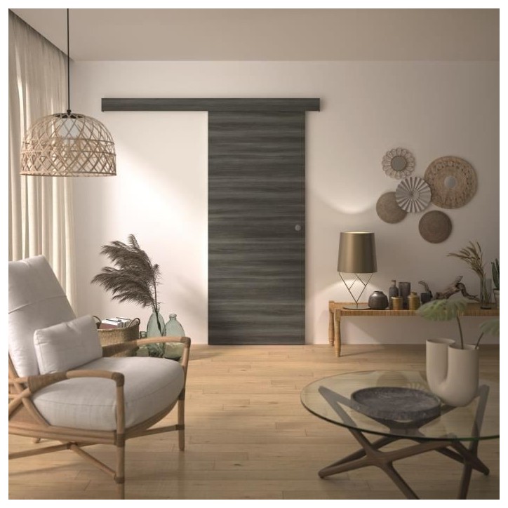 Kit Porte Coulissante - OPTIMUM - MILANO2 - H 204 x 83 x 3,6 cm, MDF, Haute qualité, Installation facile Kit Porte Coulissante - OPTIMUM - MILANO2 - H 204 x 83 x 3,6 cm, MDF, Haute qualité, Installation facile