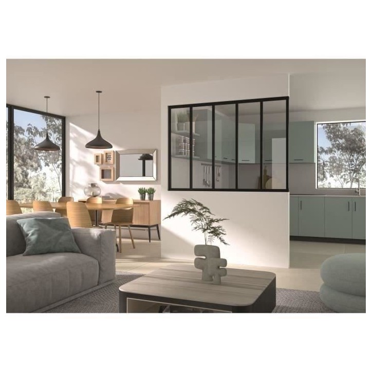 Kit verriere fixe - OPTIMUM - Aluminium - 5 carreaux - H117 X L168,5 cm - Noir Kit verriere fixe - OPTIMUM - Aluminium - 5 carreaux - H117 X L168,5 cm - Noir