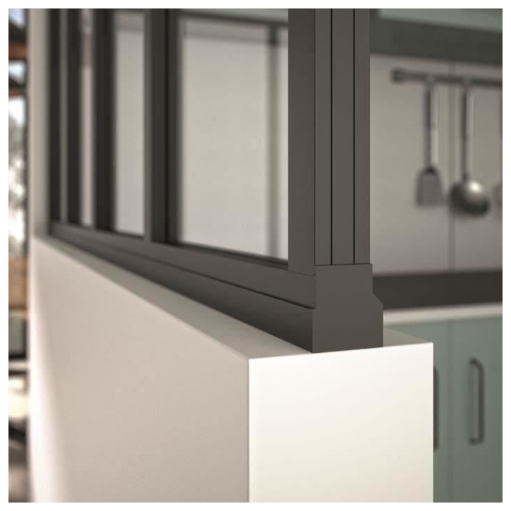 Kit verriere fixe - OPTIMUM - Aluminium - 5 carreaux - H117 X L168,5 cm - Noir Kit verriere fixe - OPTIMUM - Aluminium - 5 carreaux - H117 X L168,5 cm - Noir