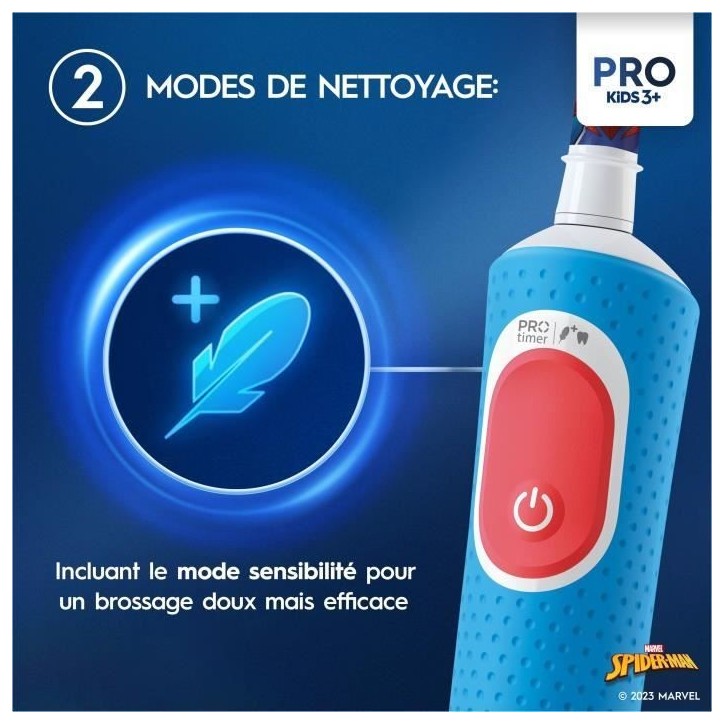 Brosse a dents électrique Oral-B Pro Kids 1 Manche Marvel Spider-Man, 1 Brossette, 3 Ans et Plus