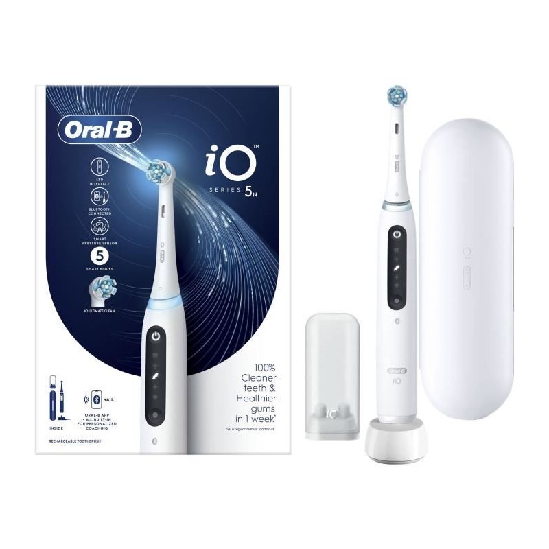 Brosses a dents - ORAL-B - iO5n Quite - White + Travel case - Electriq Brosses a dents - ORAL-B - iO5n Quite - White + Travel case - Electriq
