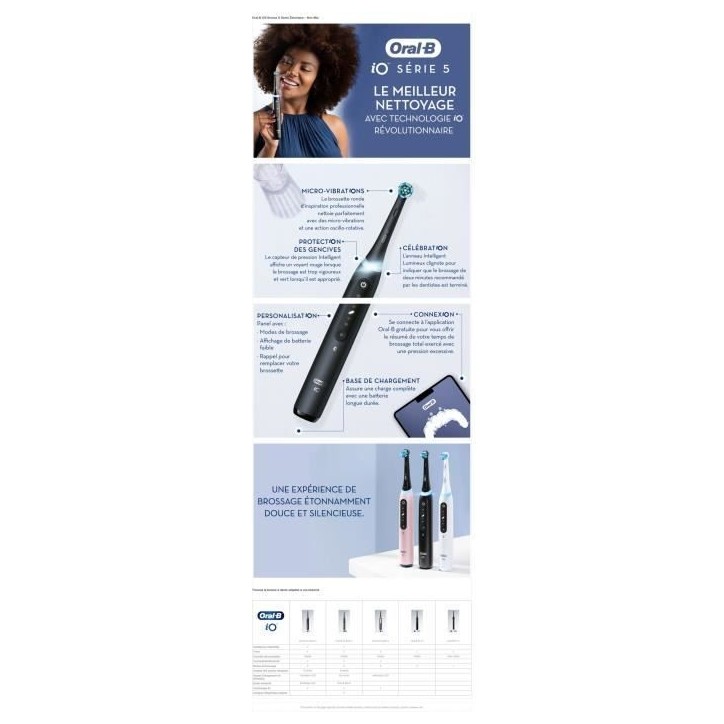 Oral-B iO 5 Lot De 2, Brosses a Dents Électriques Noire et Blanche, 2 Brossettes Oral-B iO 5 Lot De 2, Brosses a Dents Électriques Noire et Blanche, 2 Brossettes