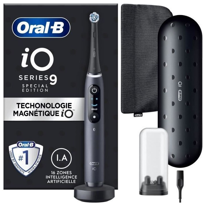 Brosse a Dents Électrique Oral-B iO 9 - Noire - 1 Brossette - 1 Étui De Voyage Chargeur - 1 Pochette Magnétique Brosse a Dents Électrique Oral-B iO 9 - Noire - 1 Brossette - 1 Étui De Voyage Chargeur - 1 Pochette Magnétique