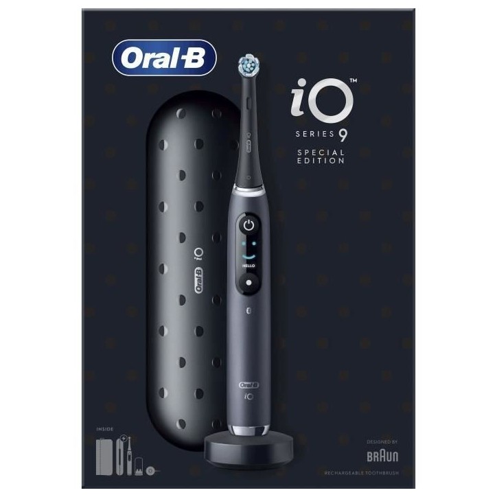 Brosse a Dents Électrique Oral-B iO 9 - Noire - 1 Brossette - 1 Étui De Voyage Chargeur - 1 Pochette Magnétique Brosse a Dents Électrique Oral-B iO 9 - Noire - 1 Brossette - 1 Étui De Voyage Chargeur - 1 Pochette Magnétique
